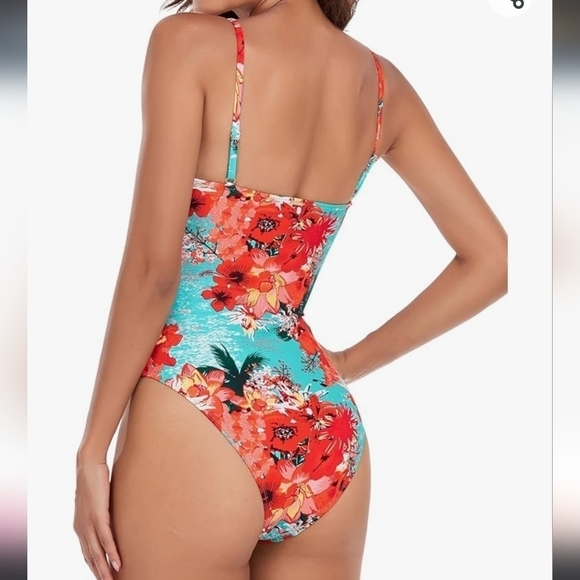 RELLECIGA Hawaiian Inspired Floral One Piece Swimsuit - Size S - Picture 3 of 12